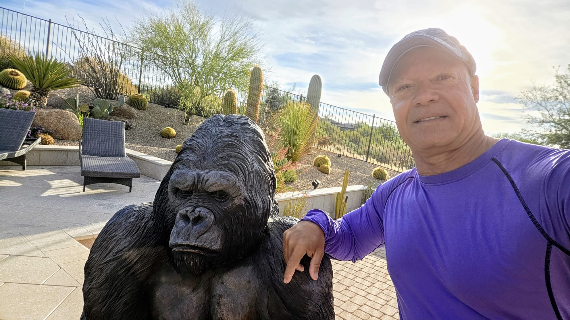 Daniel with gorilla statue
